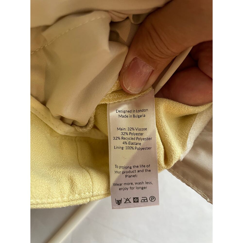 Saint + Sofia Cambridge Tailored Wide Leg High Waisted Pants Yellow Pockets 4 - Picture 8 of 9